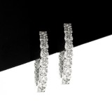 3.66 Cts. 18k White Gold All The Way Around Diamond Hoop Earrings